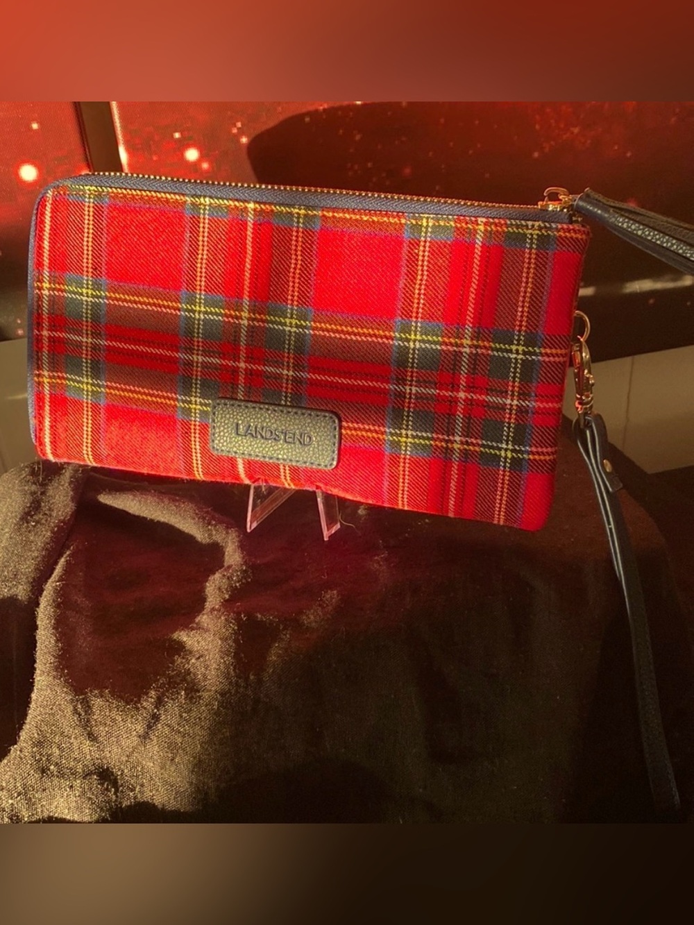 Lands’ End Plaid Wristlet